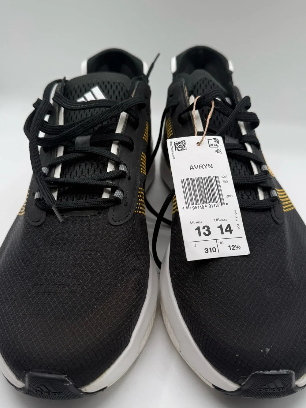 Adidas Men’s Size 13 Women’s 14 Avryn Black Solar Gold Sneakers Shoes New